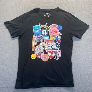 Disney‎ 100 Retro Icons Adult Graphic Short Sleeve T-Shirt Black  Large,Women's
